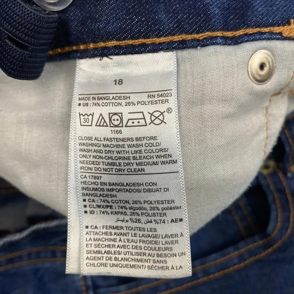 Old Navy Skinny Adjustable‎ Waist Boy's size 18 Dark Wash Blue Denim jeans